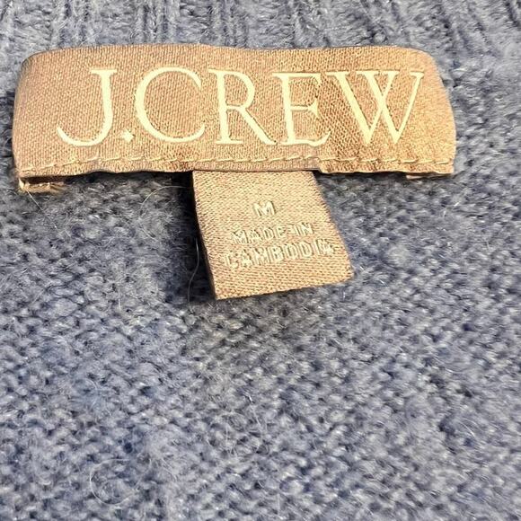 J.Crew Merino Wool Alpaca Blue Crew Neck Sweater Women’s Size Med Blue Knit Soft - Picture 4 of 5